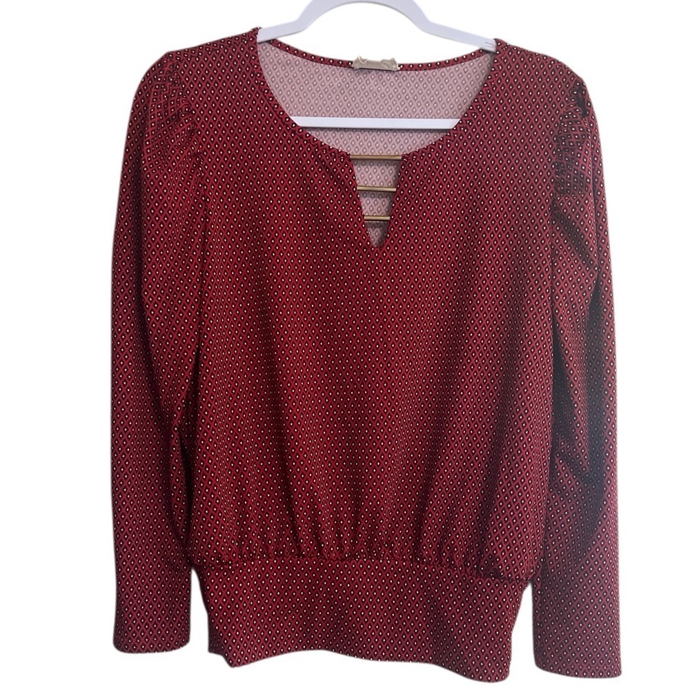 Maraki Vintage Red Blouse Puff Sleeve Woman’s Medium